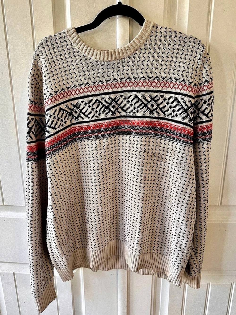 Merona Cotton Geometric Sweater in Cream & Black Size XL fit is medium